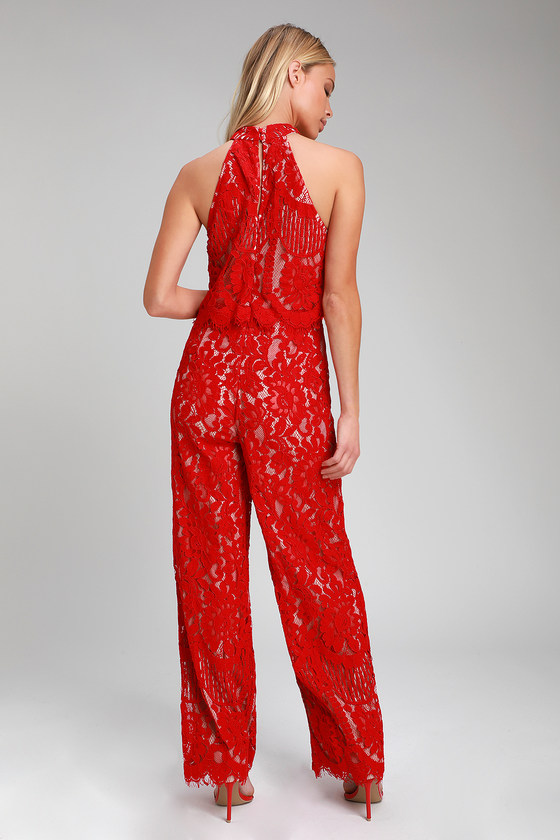 red lace jumpsuit