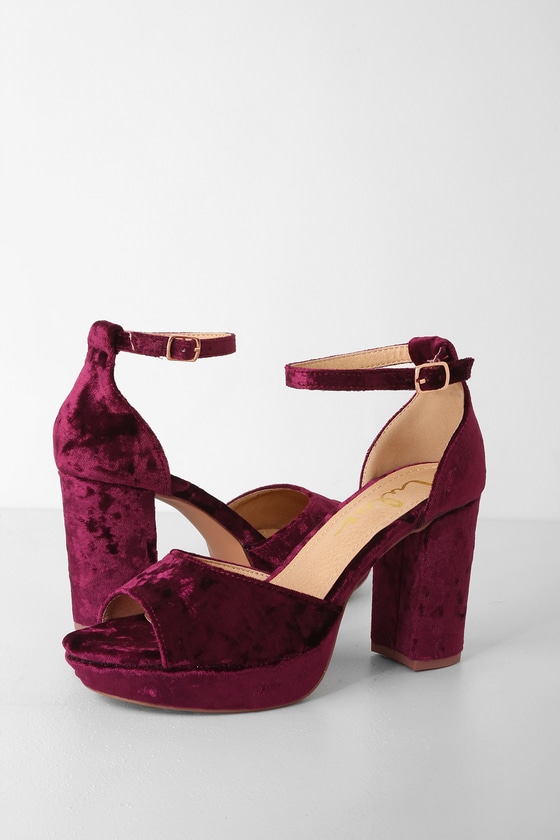 Stunning Velvet Heels - Wine Heels - Platform Heels - Lulus