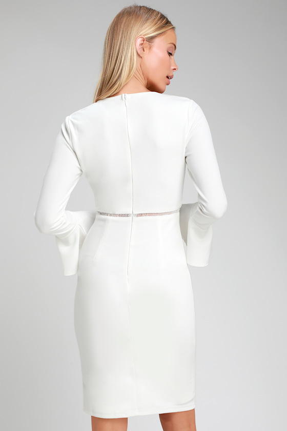 Alayna White Flounce Sleeve Midi Dress 2