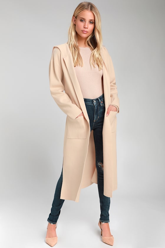 Timeless Touch Beige Hooded Longline Cardigan 2