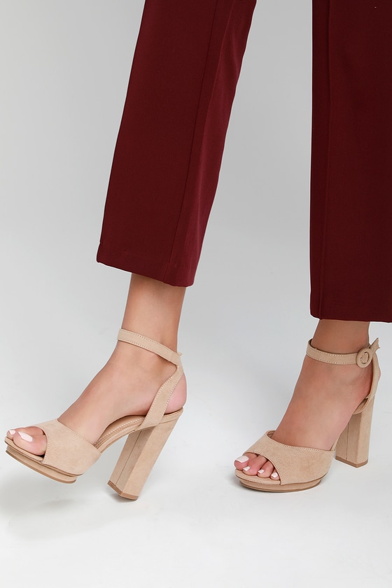 suede platform heels with ankle strap