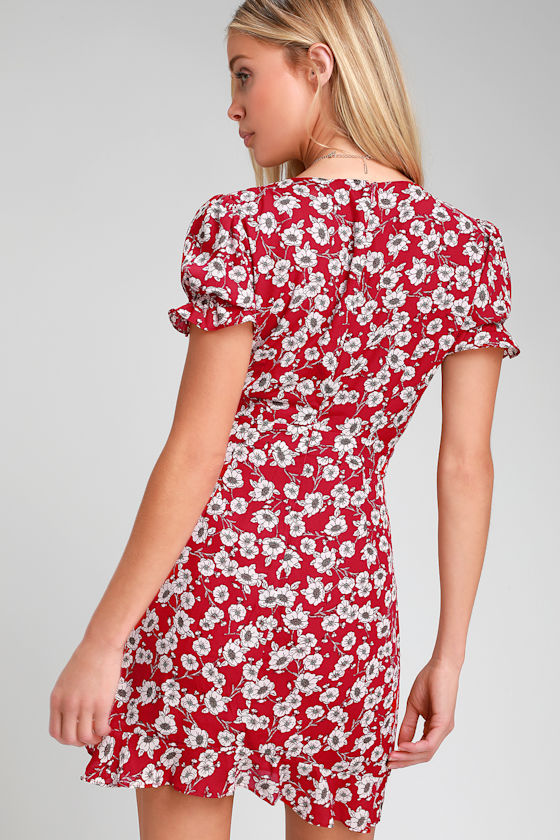 Daisy For You Red Floral Print Ruffled Mini Dress 3
