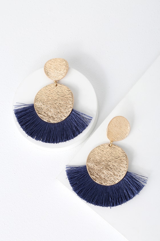navy gold earrings