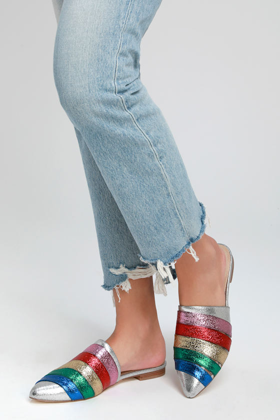 Wild One Rainbow Pointed Toe Mules 4