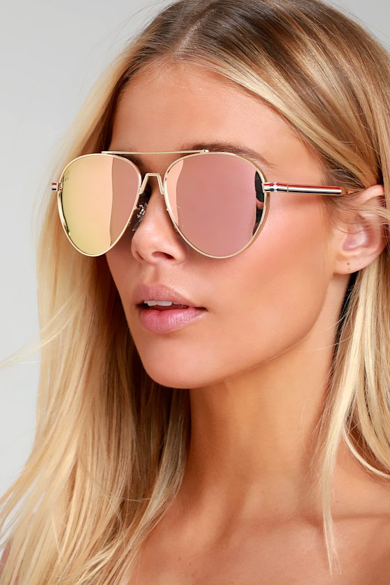 Prive Revaux The G.O.A.T. Mirrored Aviators Rose Gold Aviator Lulus