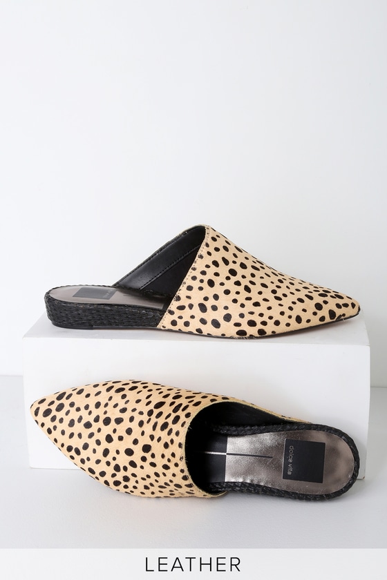 leopard calf hair slides