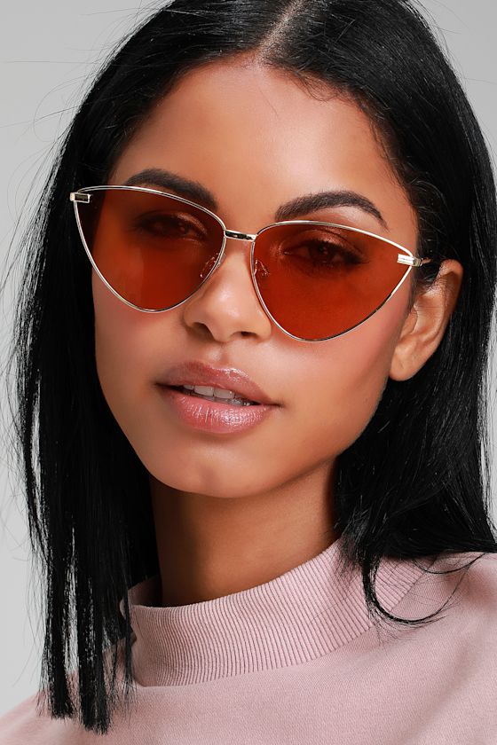 Cute CatEye Sunglasses Gold Sunglasses CatEye Sunnies Lulus