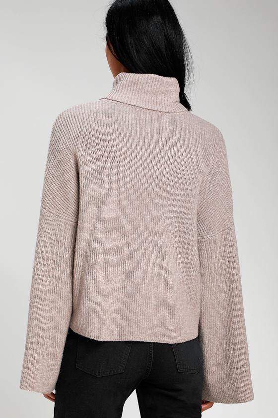 Fireside Chats Taupe Knit Turtleneck Sweater 4
