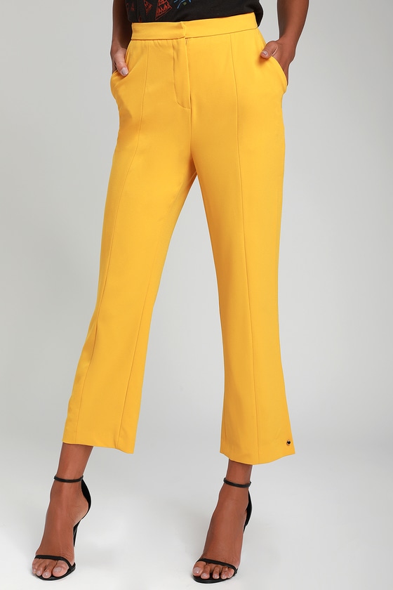 yellow trouser pants
