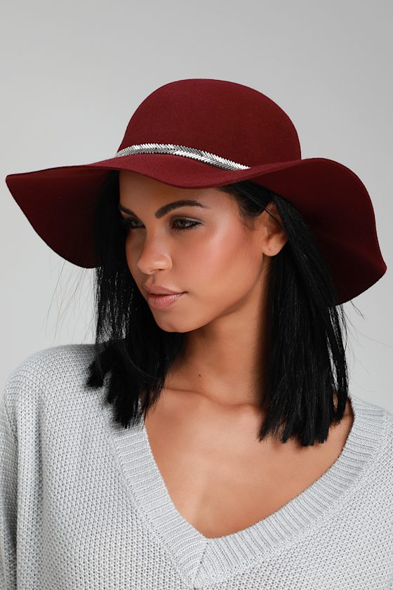 Cute Burgundy Hat Floppy Hat Sun Hat Beaded Hat Lulus