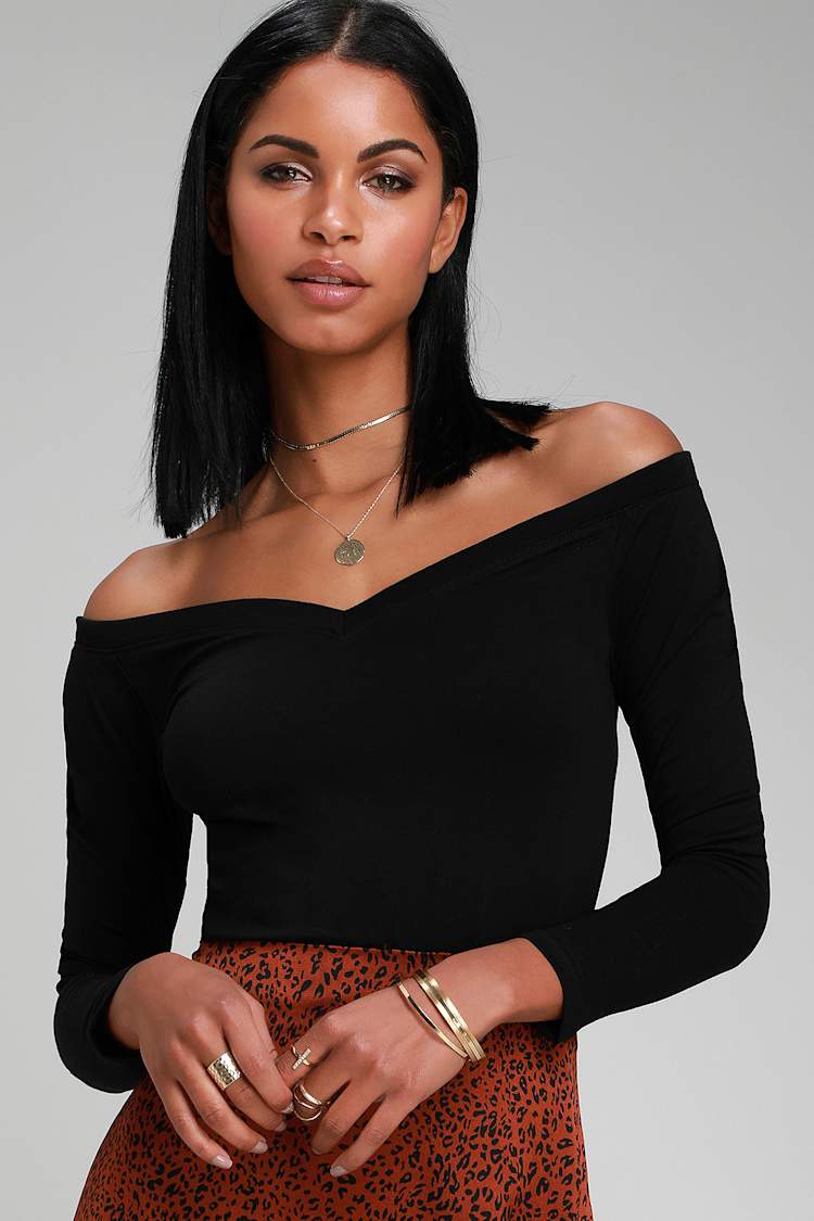 Cute Off-the-Shoulder Top - Long Sleeve Top - OTS Top - Lulus