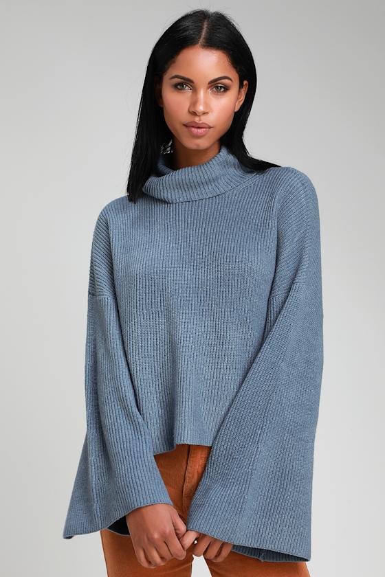 Fireside Chats Slate Blue Knit Turtleneck Sweater 3