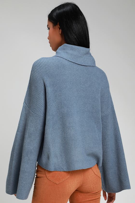 Fireside Chats Slate Blue Knit Turtleneck Sweater 5