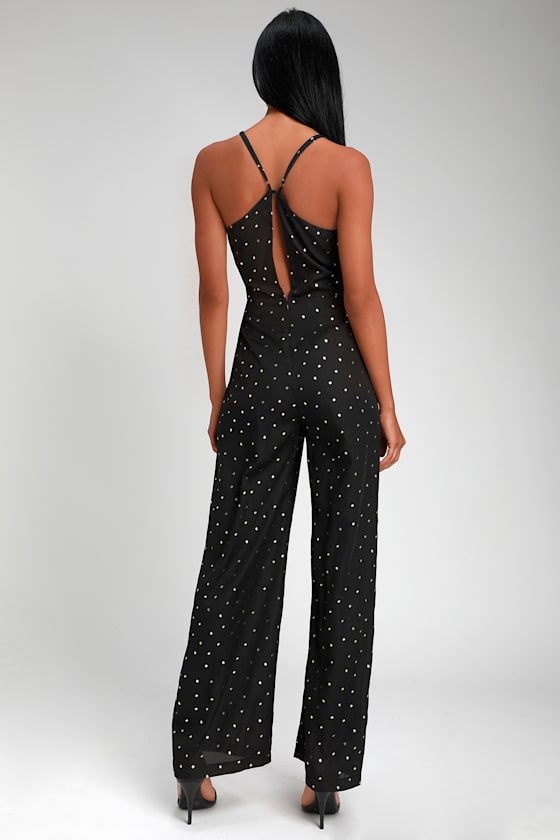 Dorothea Black Polka Dot Tie-Front Wide-Leg Jumpsuit 2