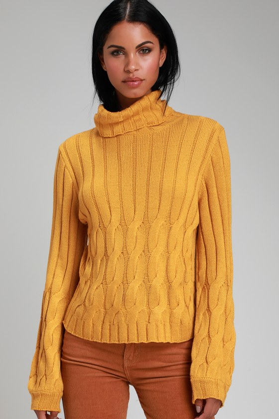 Cute Mustard Yellow Sweater - Turtleneck Sweater - Sweater - Lulus