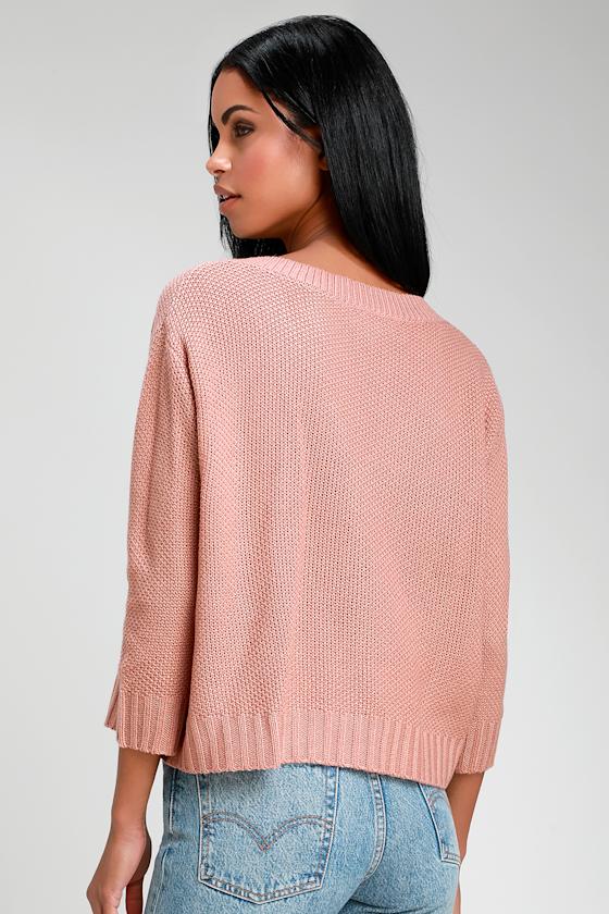 Lindston Mauve Pink Knit V-Neck Sweater 4