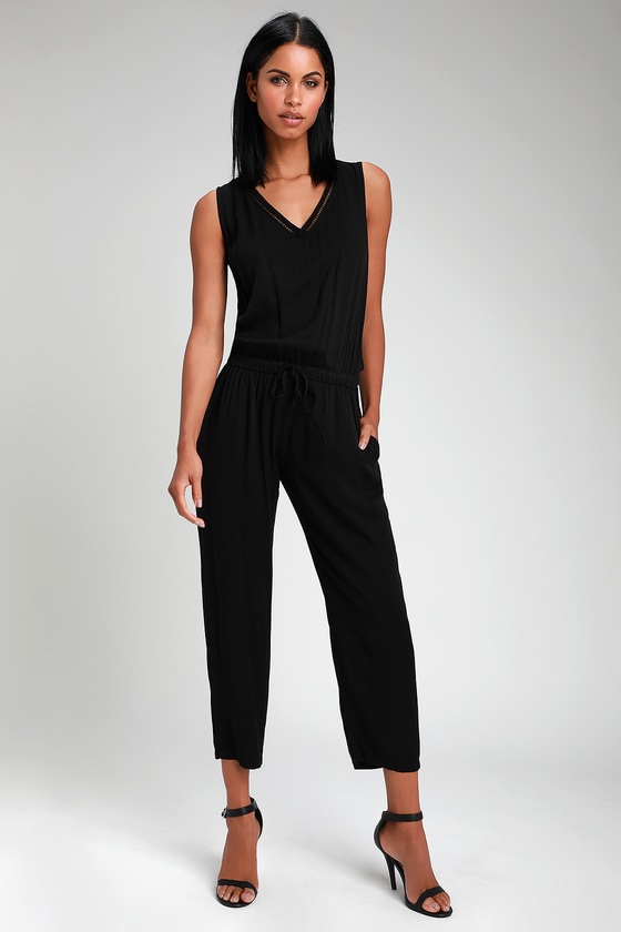 Cute Black Jumpsuit - Sleeveless Jumpsuit - Surplice Jumpsuit - Lulus