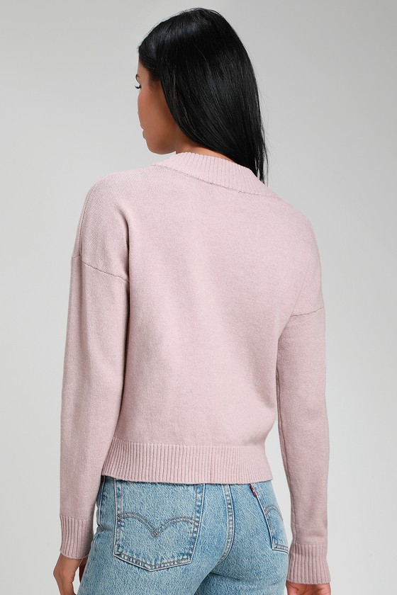 Cute Lavender Sweater Knit Sweater VNeck Sweater Top Lulus