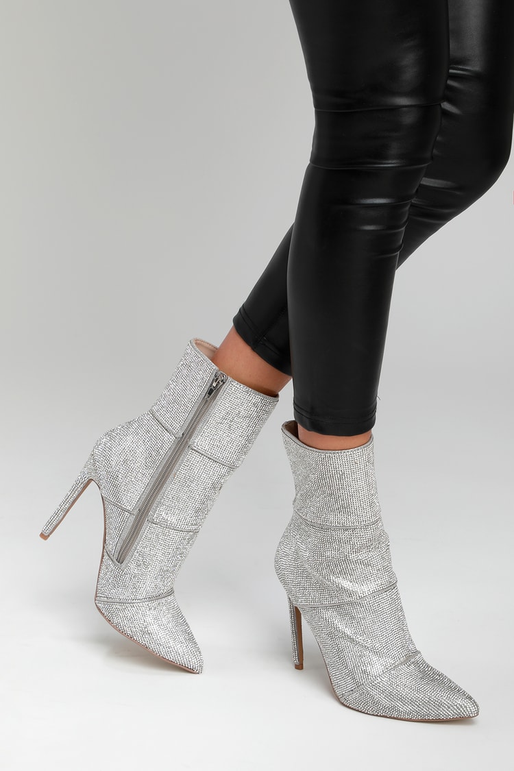 steve madden winona metallic rhinestone booties