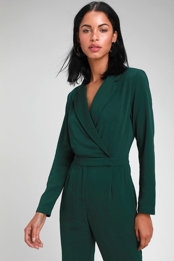 Chic Green Jumpsuit - Long Sleeve Jumpsuit - Office Jumpsuit - Lulus