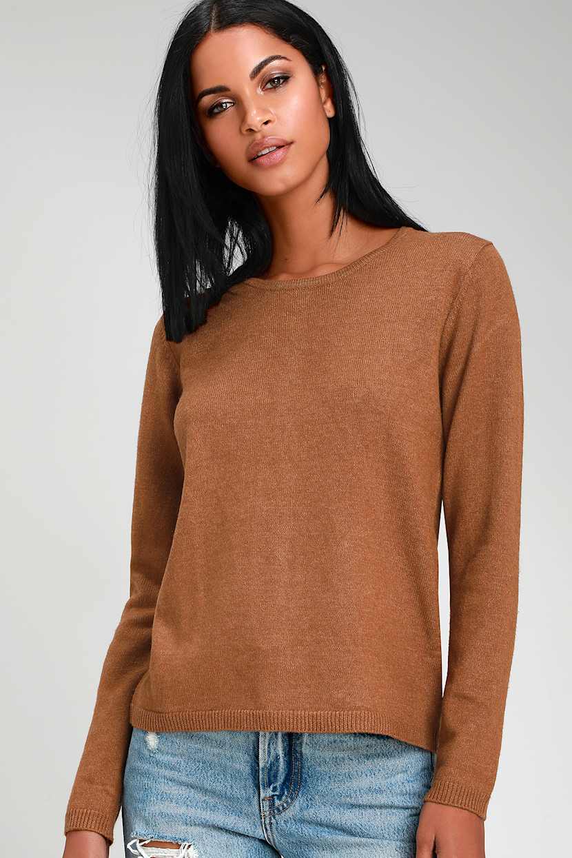 Cute Camel Sweater - Button Back Sweater - Sweater Top - Lulus