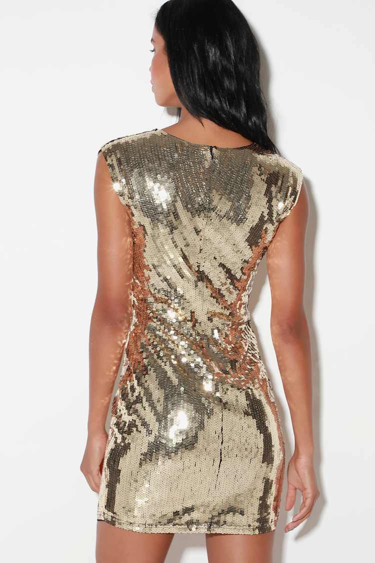 slim fit dress slacks Dylan & Davids Short Gold Sequin Mini Cocktail Dress– sheerdreamz