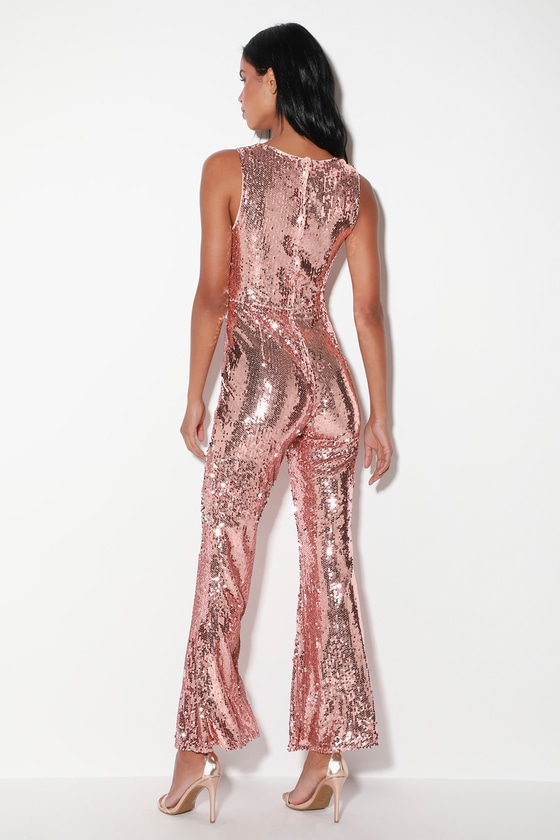 Stunning Sequin Jumpsuit - Rose Gold Jumpsuit - Pink Jumpsuit - Lulus