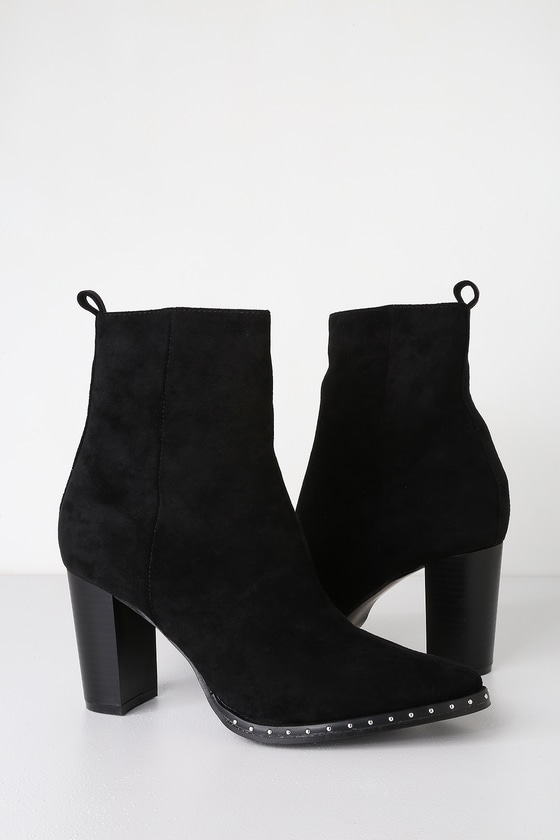 Cool Black Ankle Booties - Studded High Heel Booties - Booties - Lulus