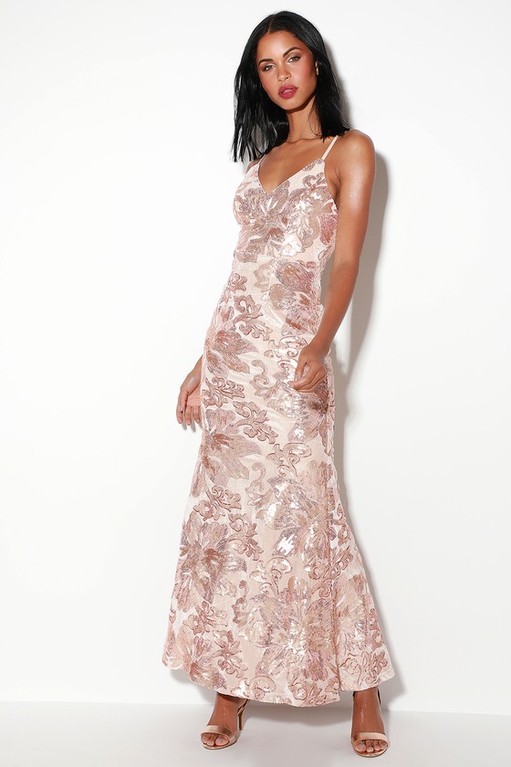 blush sequin gown