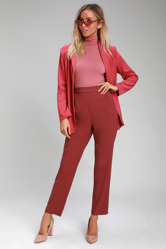 burgundy striped pants