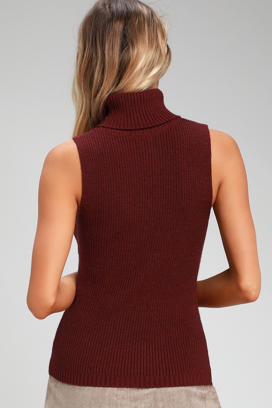 burgundy sleeveless cardigan