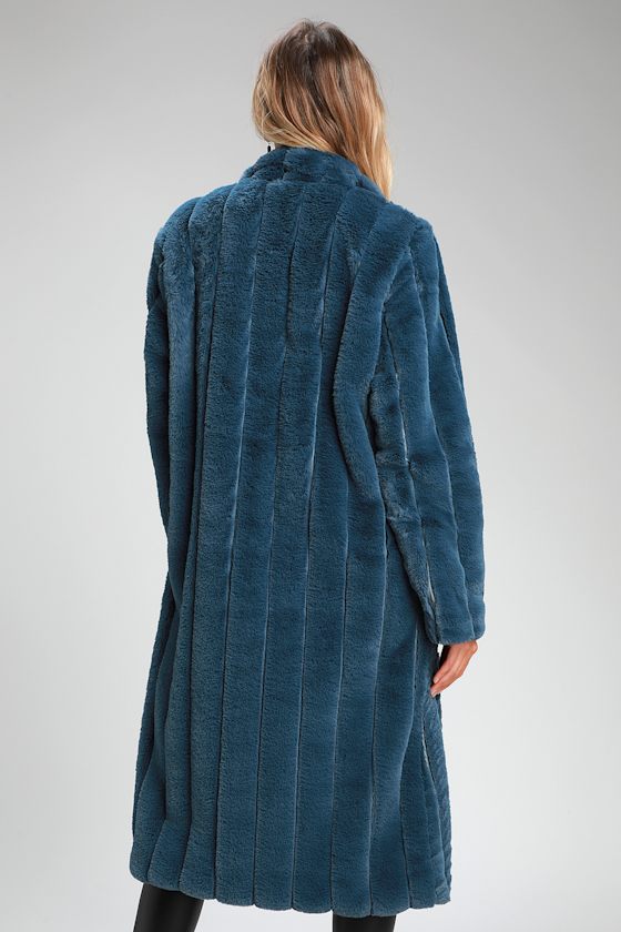 Chic Faux Fur Coat Blue Faux Fur Coat Long Faux Fur Coat Lulus