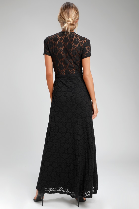 Amuse Society Great Lengths - Black Maxi Dress - Lace Wrap Dress