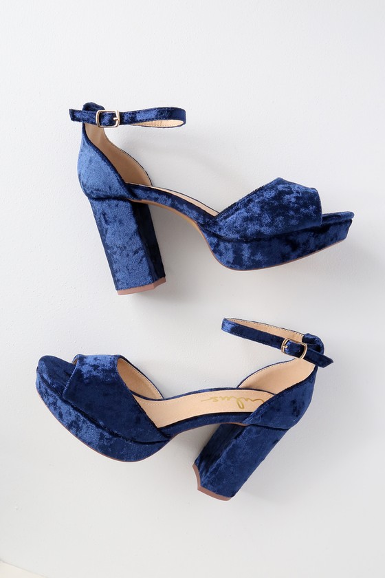 navy platform heels