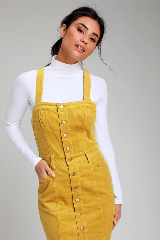 button front corduroy dress