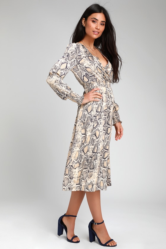 backless snake print dress