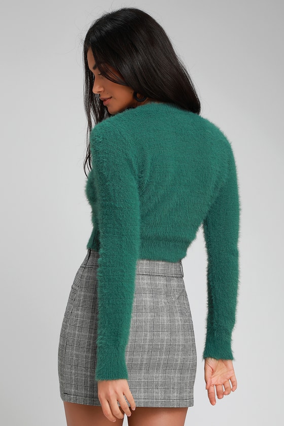 dark green fuzzy sweater