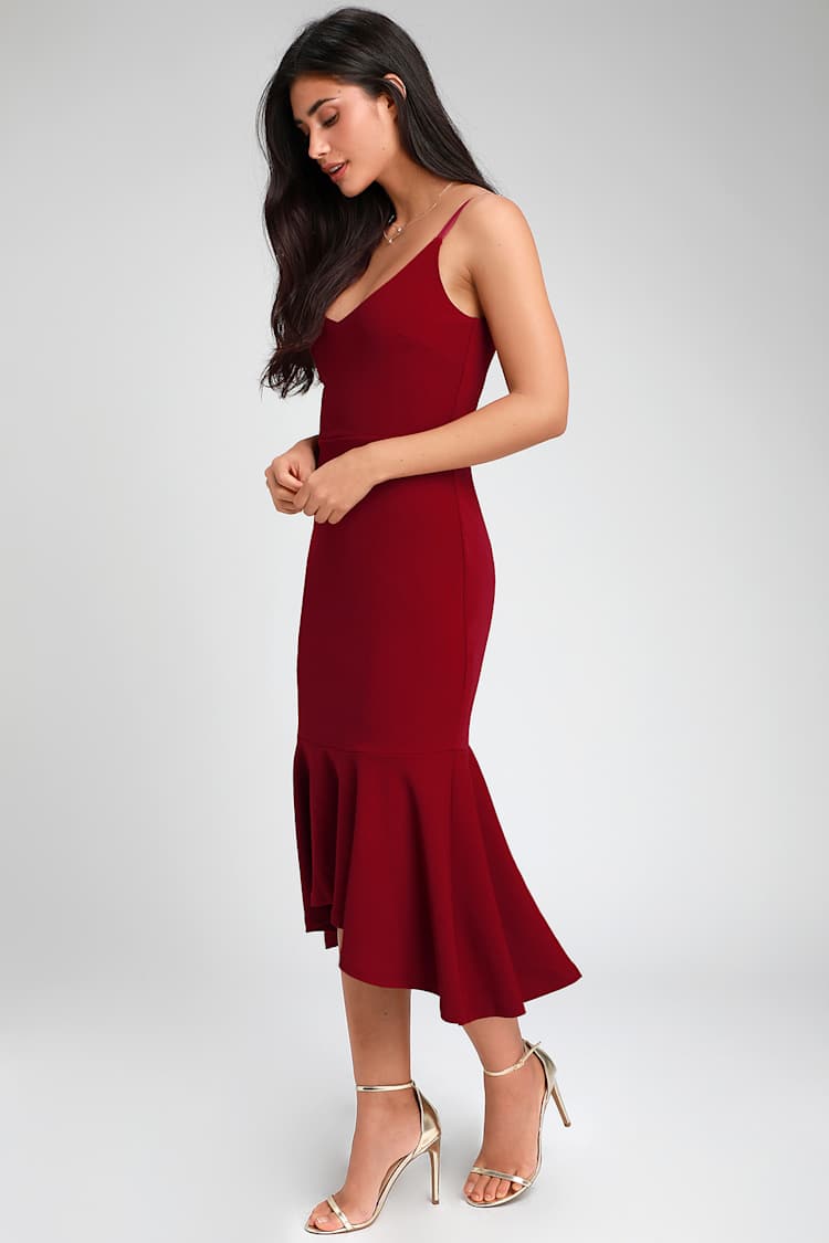 burgundy long evening dress Spaghetti Straps Burgundy Organza Appliques Long Evening Prom Dresses,  Custom High Slit Prom Dress, MR8667