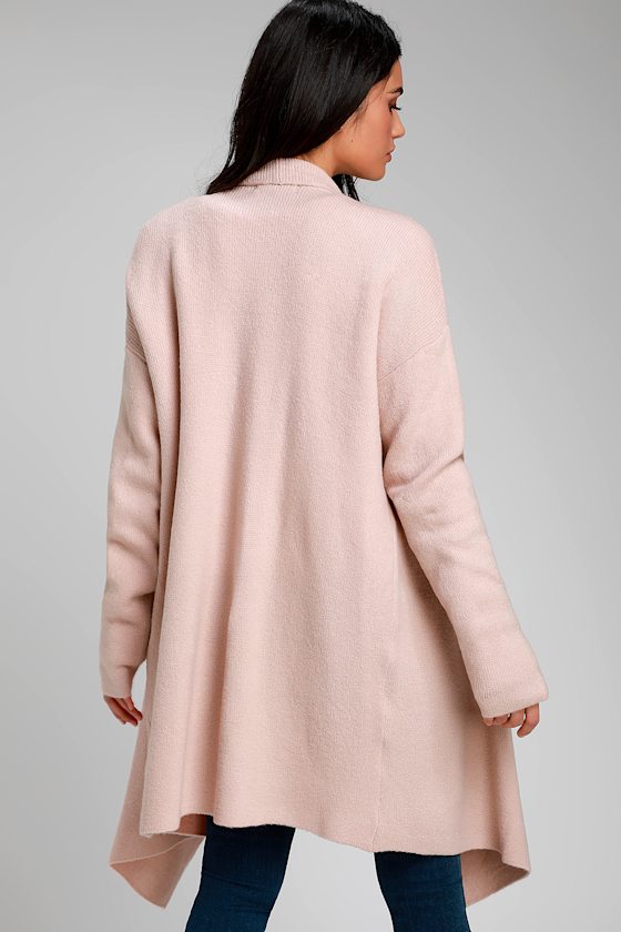 Cute Blush Pink Cardigan Draping Cardigan Oversized Cardigan Lulus