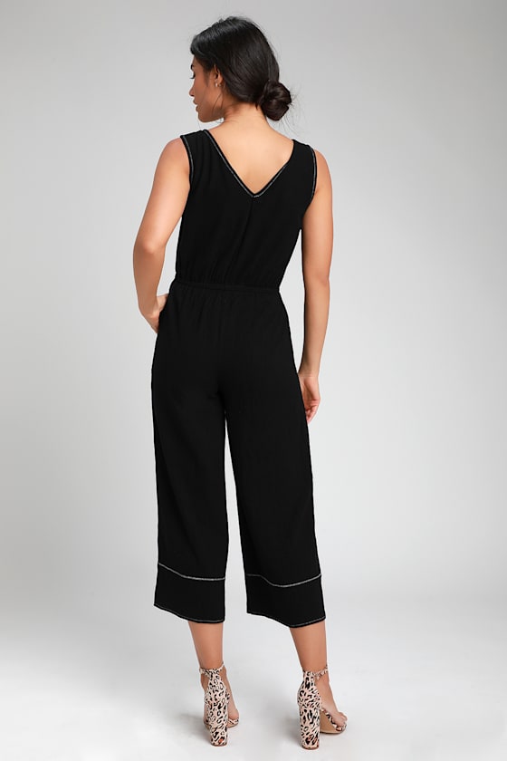Orlee Black Contrast Stitch Culotte Jumpsuit 5