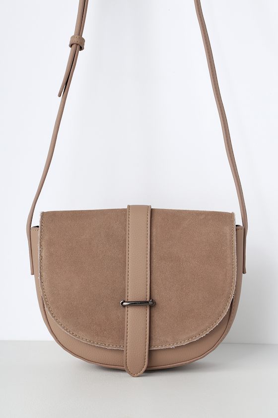 Cool Taupe Bag Taupe Crossbody Bag Vegan Suede Purse Lulus