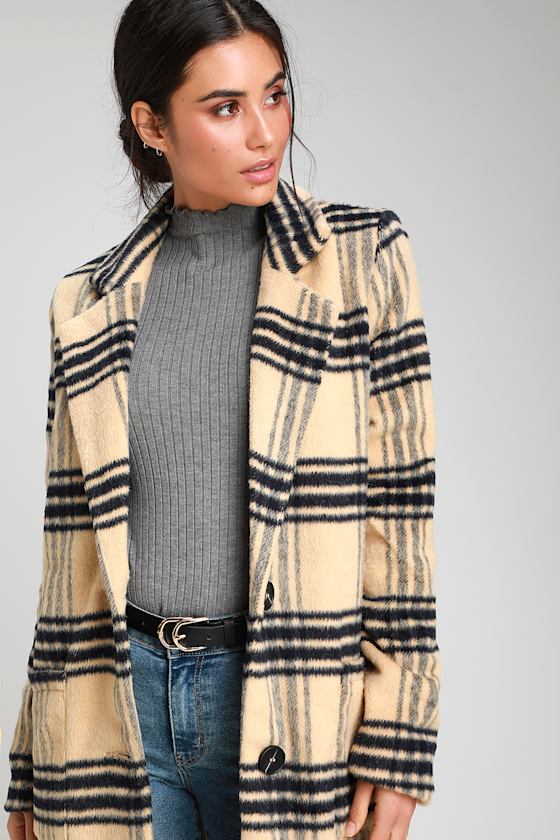 Black Coat With Tan Colour Pattern main image 1