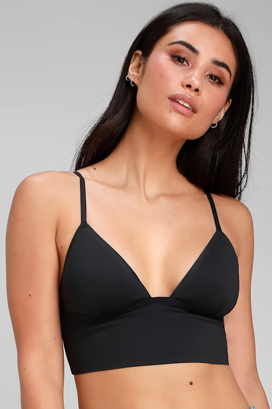 Sage Black Longline Seamless Bralette 1