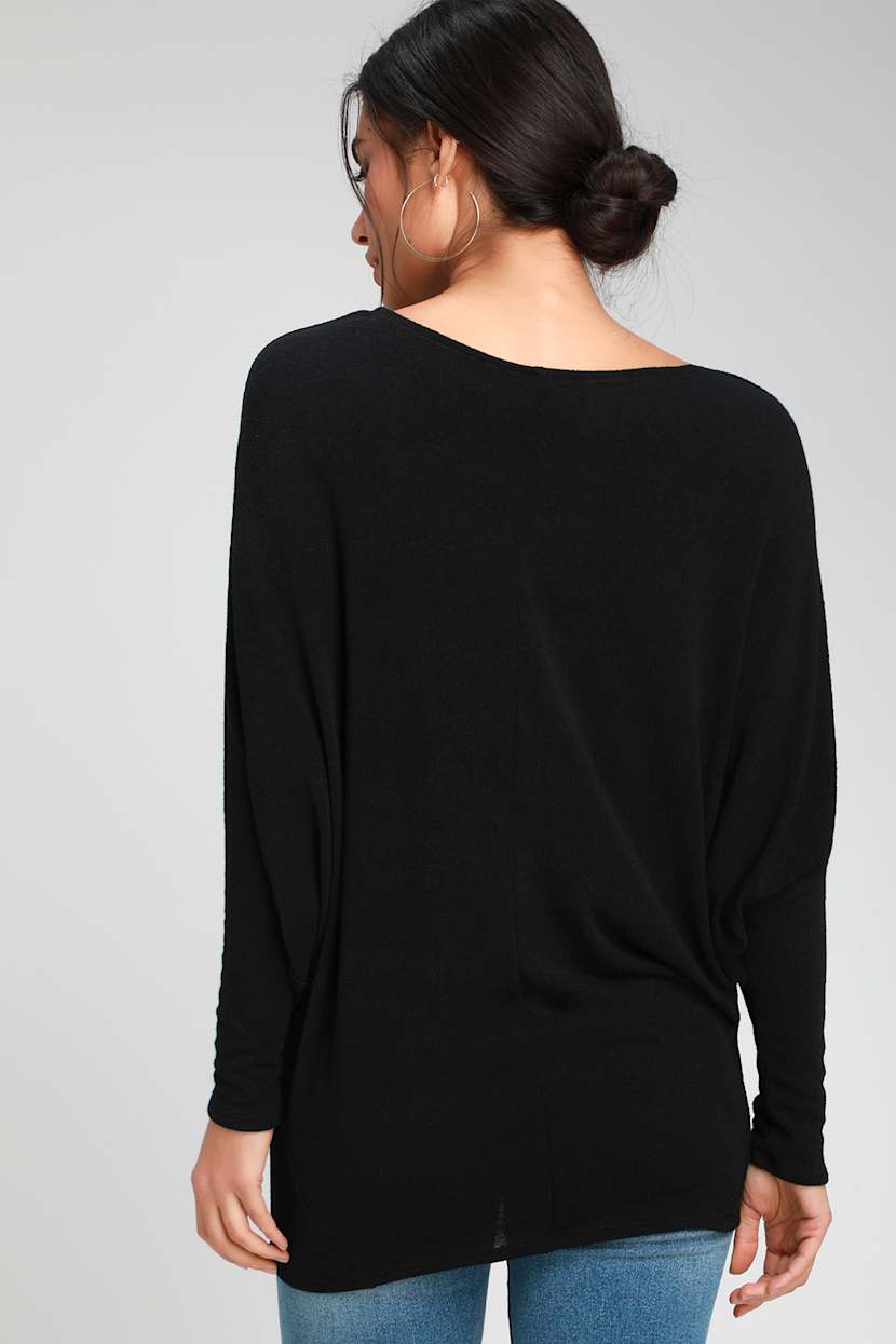 Verla Black Dolman Sleeve Sweater Top
