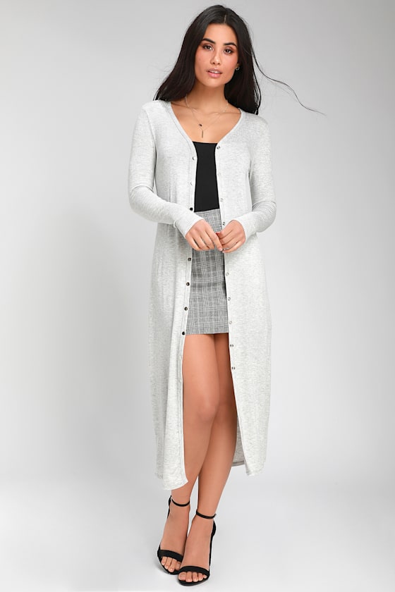 Light Grey Cardigan Sweater Longline Cardigan Sweater Dress Lulus