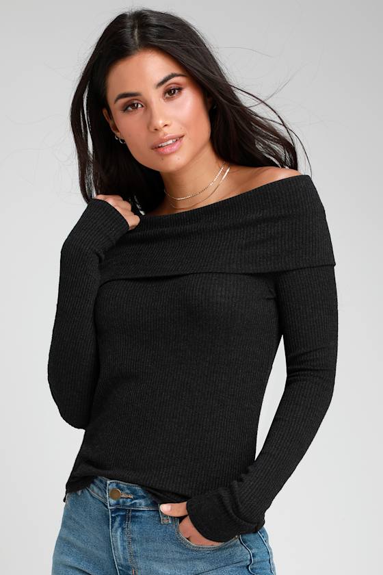 black ribbed off the shoulder top