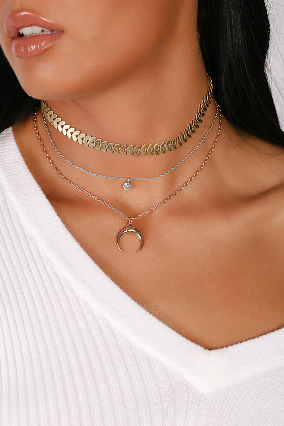 Child of the Wild Mixed Metal Layered Choker Necklace Set 1