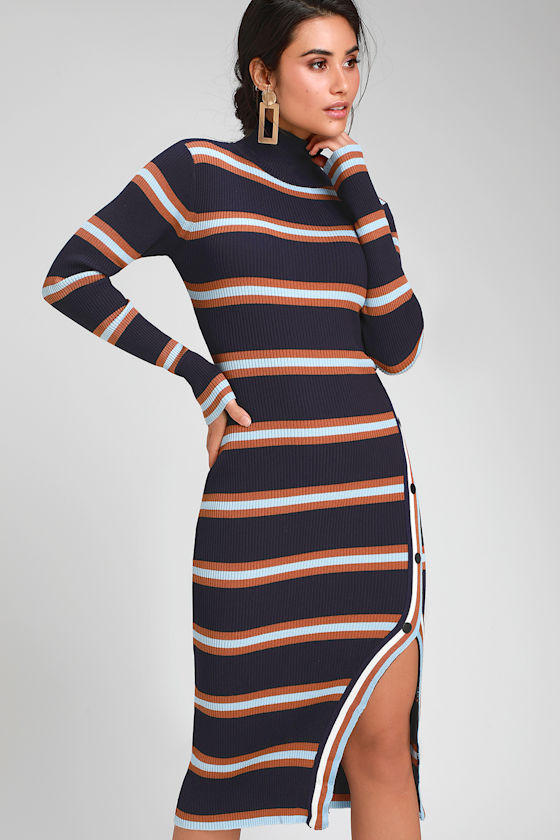 striped midi sweater dress