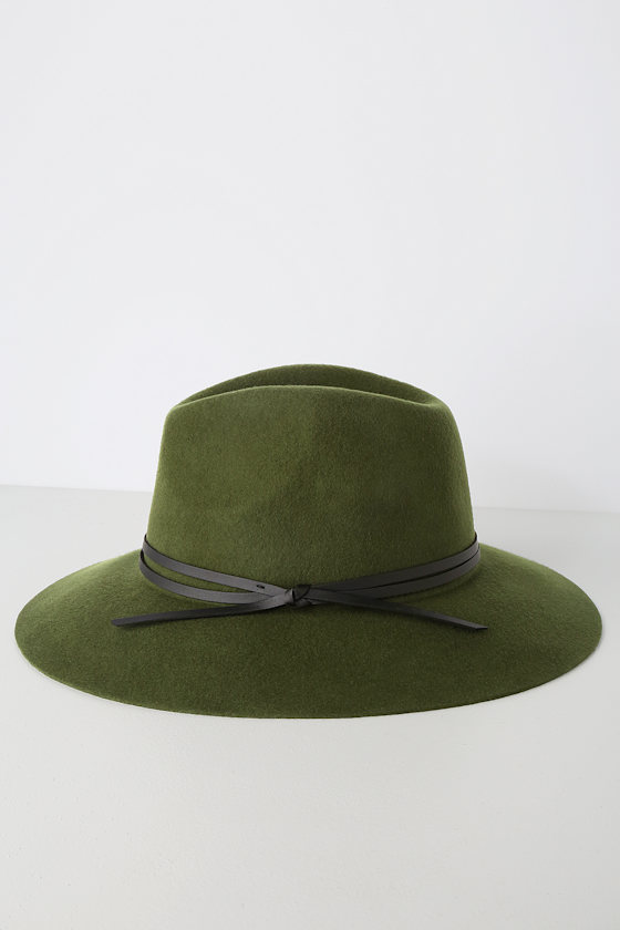 Chic Olive Green Hat Fedora Hat Felted Wool Hat Lulus