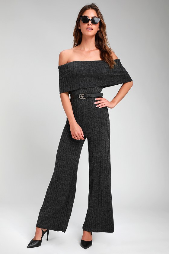 grey ribbed jumpsuit